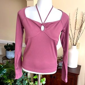🍀💖Lucky Brand Keyhole Halter Top- Rose Brown- S- New